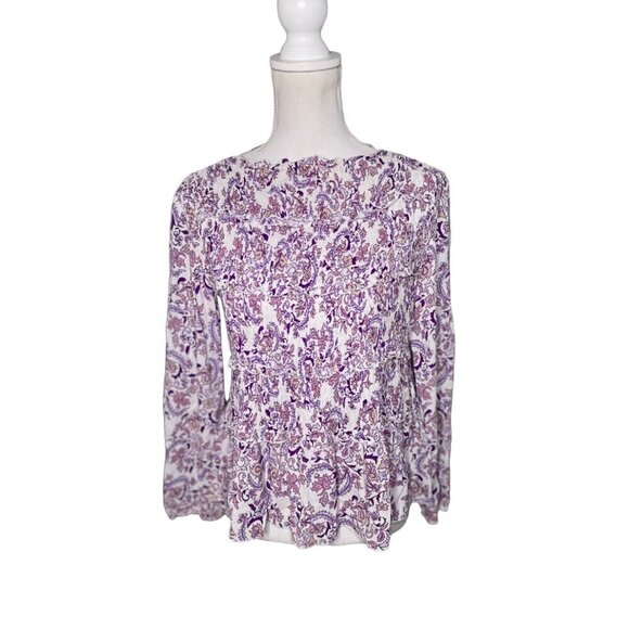 See by Chloe Long Sleeve Paisley Ruffle Top Purple Womens Size 36 US 4 - Picture 5 of 10
